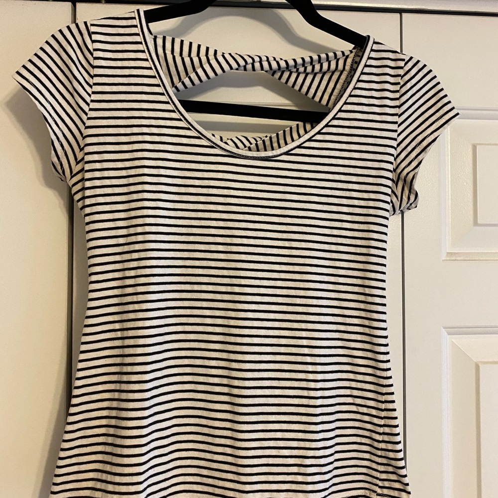 Striped Top with Backless Detail